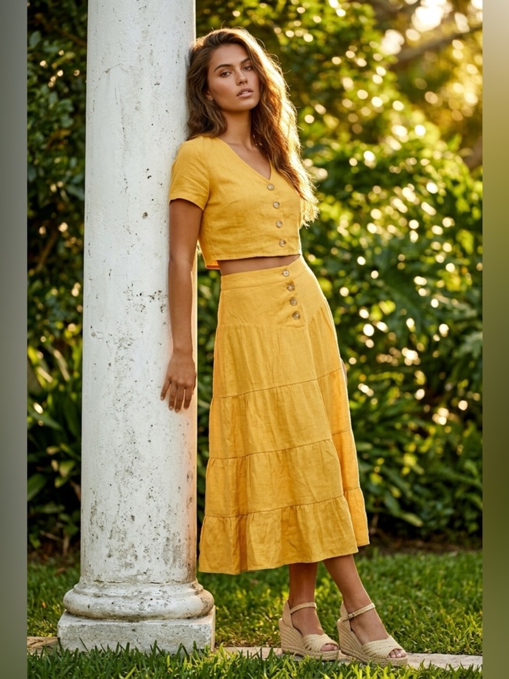 Vintage King Road Maxi Skirt Honey Gold Womens Size XL Style 5121499